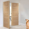 Bespoke Portici Oak Flush Door Pair - Aluminium Inlay - Prefinished