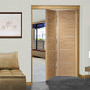 Two Folding Doors & Frame Kit - Portici Oak Flush 2+0 - Aluminium Inlay - Prefinished