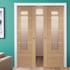 Bespoke Portici Oak Glazed Double Pocket Door - Aluminium Inlay - Prefinished