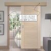 Single Sliding Door & Wall Track - Portici Oak Flush Door - Aluminium Inlay - Prefinished