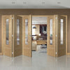 Bespoke Thrufold Portici Oak Glazed Folding 3+2 Door - Aluminium Inlay - Prefinished