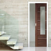 Bespoke Portici Walnut Glazed Single Pocket Door - Aluminium Inlay - Prefinished