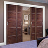 Bespoke Thruslide Portici Walnut Flush - 4 Sliding Doors and Frame Kit - Aluminium Inlay - Prefinished