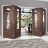 Bespoke Thrufold Portici Walnut Glazed Folding 2+2 Door - Aluminium Inlay - Prefinished