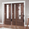 Bespoke Thruslide Portici Walnut Glazed - 3 Sliding Doors and Frame Kit - Aluminium Inlay - Prefinished