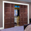 Four Sliding Wardrobe Doors & Frame Kit - Portici Walnut Flush Door - Aluminium Inlay - Prefinished