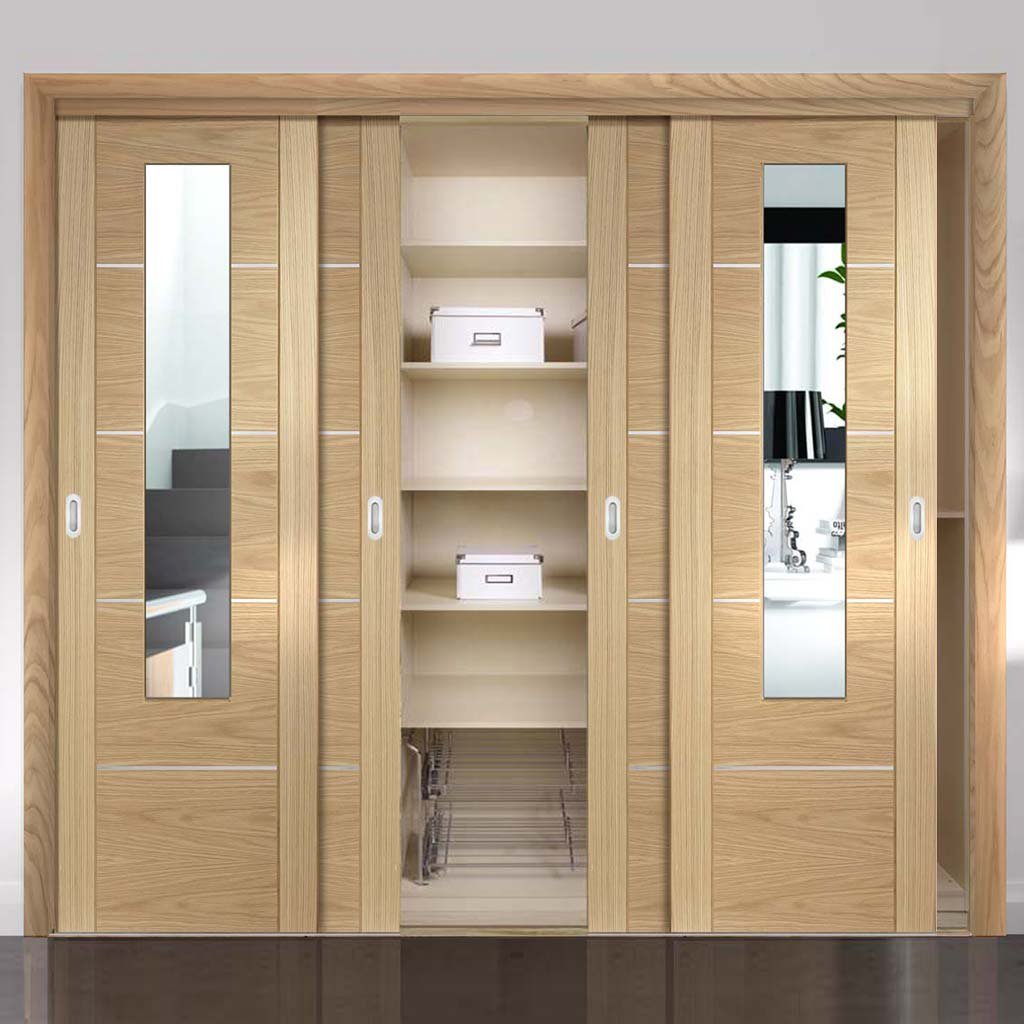 Minimalist Wardrobe Door Frame Kit Four Portici Oak Doors Mirror
