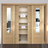 Four Sliding Doors and Frame Kit - Portici Oak Door - Mirror One Side - Prefinished