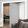 Two Folding Doors & Frame Kit - Portici White Flush 2+0 - Aluminium Inlay - Prefinished