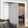 Two Folding Doors & Frame Kit - Portici White Flush 2+0 - Aluminium Inlay - Prefinished