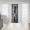 Four Sliding Wardrobe Doors & Frame Kit - Portici White Flush Door - Aluminium Inlay - Prefinished
