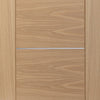 Portici Oak Flush Door Pair - Aluminium Inlay - Prefinished