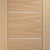 Portici Oak Flush Door Pair - Aluminium Inlay - Prefinished