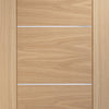 Portici Oak Veneer Staffetta Quad Telescopic Pocket Doors - Aluminium Inlay - Prefinished
