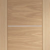 Bespoke Portici Oak Flush Double Pocket Door Detail - Aluminium Inlay - Prefinished