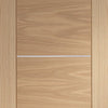 Portici Oak Flush Double Evokit Pocket Door Detail - Aluminium Inlay - Prefinished