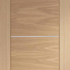 Single Sliding Door & Wall Track - Portici Oak Flush Door - Aluminium Inlay - Prefinished
