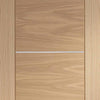 Six Folding Doors & Frame Kit - Portici Oak Flush 3+3 - Aluminium Inlay - Prefinished
