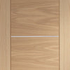 Two Folding Doors & Frame Kit - Portici Oak Flush 2+0 - Aluminium Inlay - Prefinished