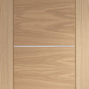 Portici Oak Flush Door Pair - Aluminium Inlay - Prefinished