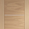 Simpli Door Set - Portici Oak Flush Door - Aluminium Inlay - Prefinished