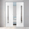 Potenza White Flush Absolute Evokit Pocket Double Pocket Door - Clear Glass - Prefinished