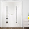 Potenza White Flush Door Pair - Clear Glass - Prefinished