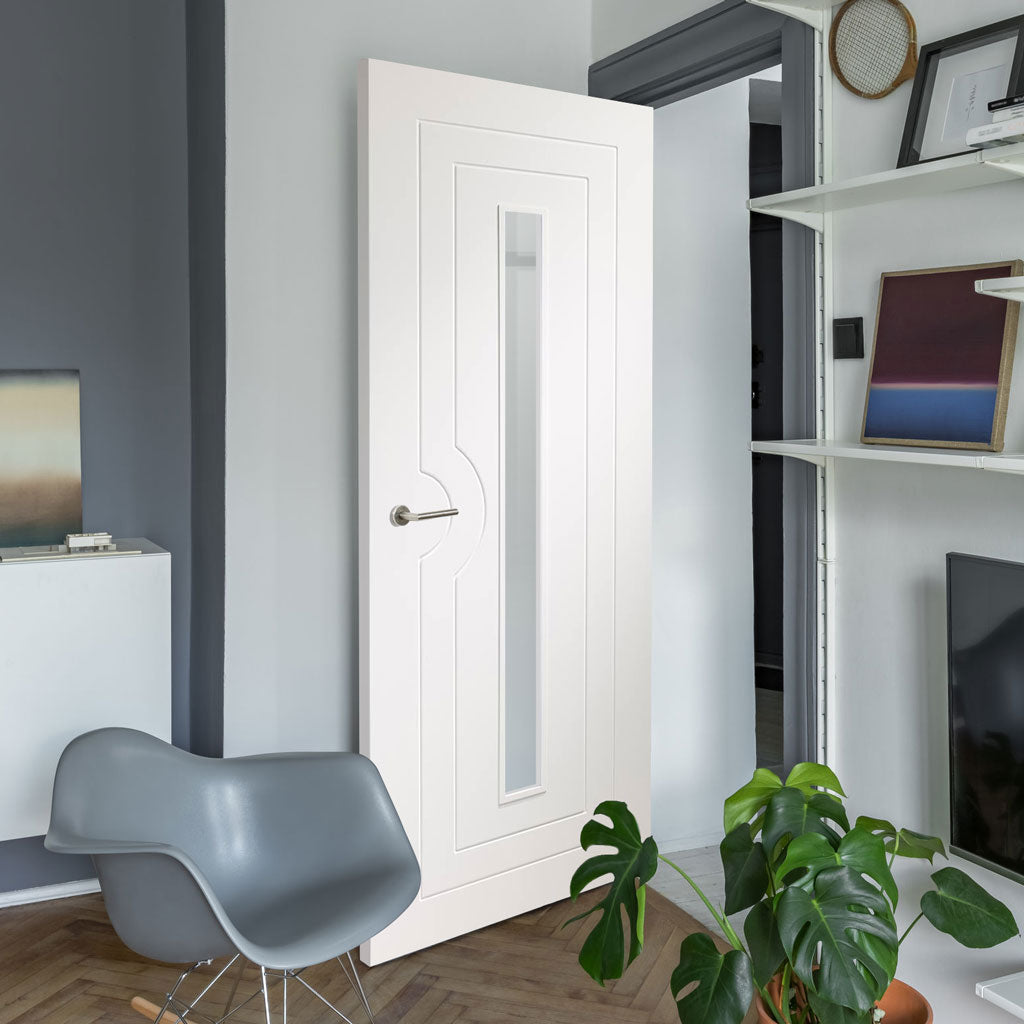 Simpli Door Set - Potenza White Flush Door - Clear Glass - Prefinished