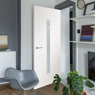 Image: Simpli Door Set - Potenza White Flush Door - Clear Glass - Prefinished