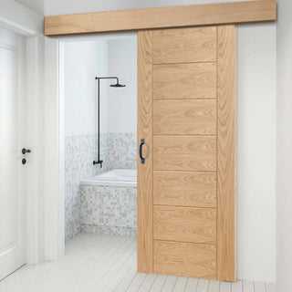 Image: Single Sliding Door & Wall Track - Palermo Oak Door - Prefinished