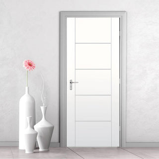 Image: Portici White Flush Fire Door - 30 Minute Fire Rated - Aluminium Inlay - Prefinished