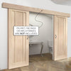 Double Sliding Door & Wall Track - Worcester Oak 3 Panel Doors - Prefinished