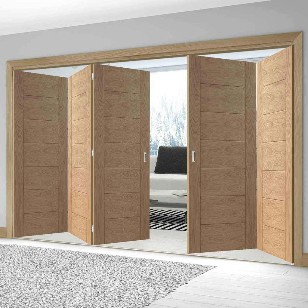Five Folding Doors & Frame Kit - Palermo Oak 3+2 - Prefinished