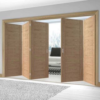 Image: Bespoke Thrufold Palermo Oak Folding 3+2 Door - Panel Effect - Prefinished
