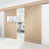 Bespoke Thruslide Surface Salerno Oak Flush - Sliding Double Door and Track Kit - Prefinished