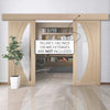 Double Sliding Door & Wall Track - Salerno Oak Doors - Clear Glass - Prefinished