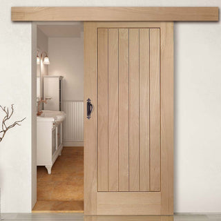 Image: Bespoke Thruslide Surface Suffolk Oak - Sliding Door and Track Kit - Prefinished