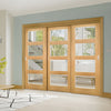 Pass-Easi Three Sliding Doors and Frame Kit - Coventry Oak Door - Clear Glass - Prefinished