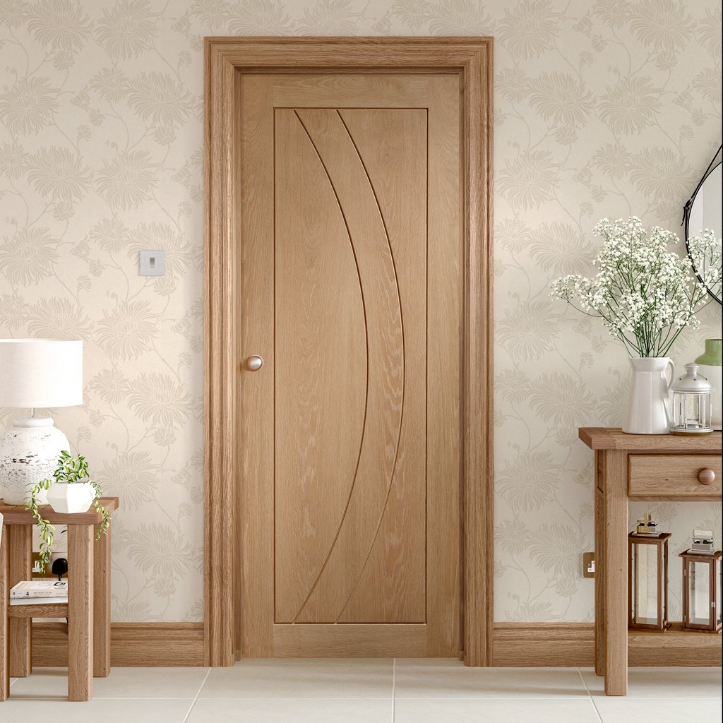 Door and Frame Kit - Salerno Oak Flush Door - Prefinished