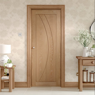 Image: Door and Frame Kit - Salerno Oak Flush Door - Prefinished