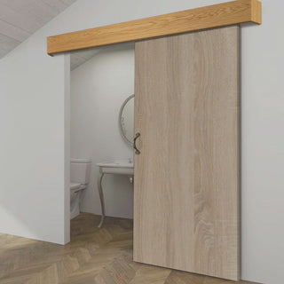 Image: Thruslide Oak Veneer Prefinished Pelmet Kit for Single Sliding Doors