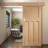 Single Sliding Door & Wall Track - DX 1930'S Oak Panel Door - Prefinished