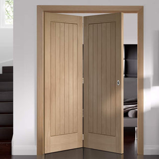 Image: Bespoke Thrufold Suffolk Oak Folding 2+0 Door - Vertical Lining