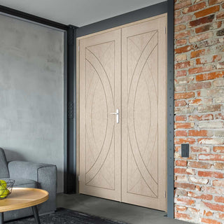 Image: Prefinished Treviso Oak Flush Door Pair - Choose Your Colour