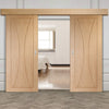 Bespoke Thruslide Surface Verona Oak Flush - Sliding Double Door and Track Kit - Prefinished