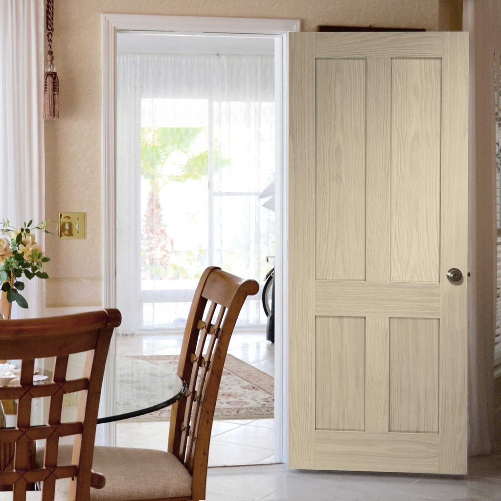 Shaker style four panel oak veneer interior door