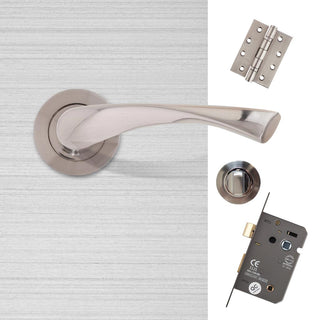 Image: Fortuna Premium Bathroom Door Handle Pack - Satin Chrome