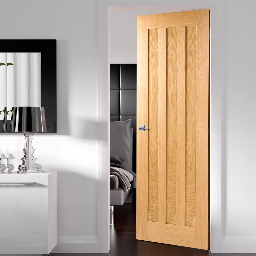 Fire Door, Idaho 3 Panel Oak - 1/2 hour Fire Rated