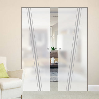 Image: Preston 8mm Obscure Glass - Obscure Printed Design - Double Absolute Pocket Door