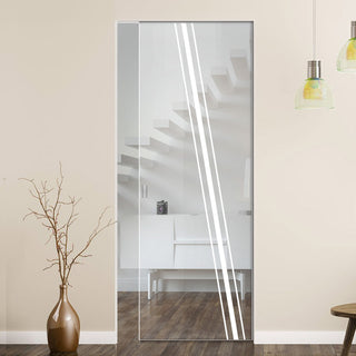 Image: Preston 8mm Clear Glass - Obscure Printed Design - Single Absolute Pocket Door